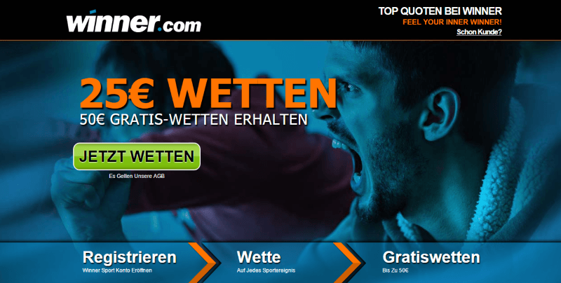 winner Neukundenbonus: 50€ Gratiswetten